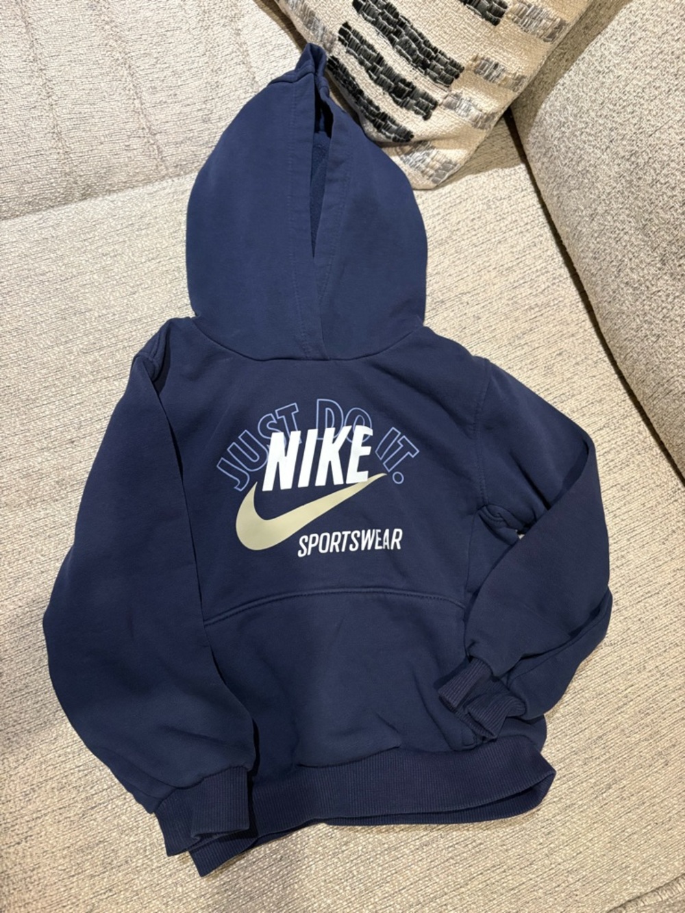 Nike Navy Blue 'Just Do It' Sportswear Hoodie with Gold Swoosh